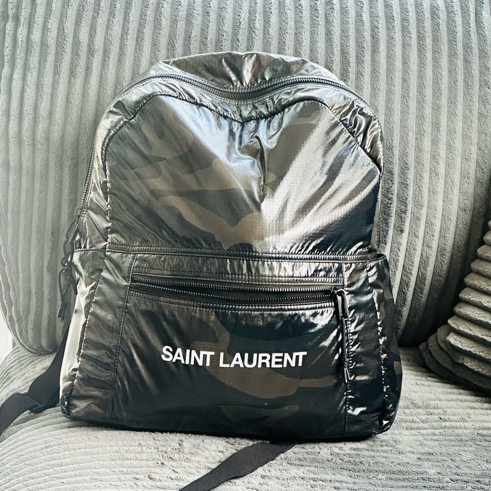 Saint Laurent Black and Dark Green Camouflage Backpack - Picture 4 of 9